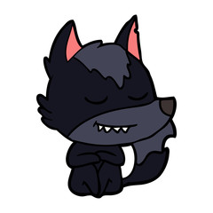 friendly cartoon wolf sitting
