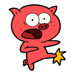 cartoon pig shouting and kicking