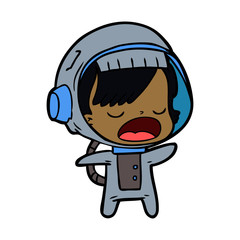 cartoon talking astronaut woman