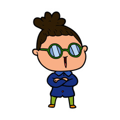 cartoon woman wearing spectacles