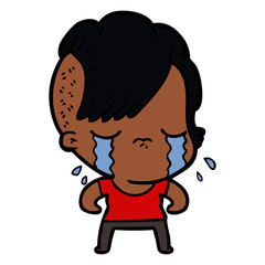 Obraz premium cartoon crying girl