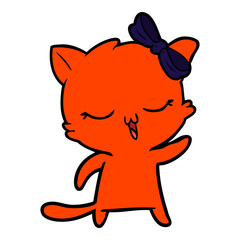 cartoon cat with bow on head
