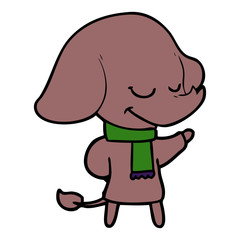 cartoon smiling elephant wearing scarf
