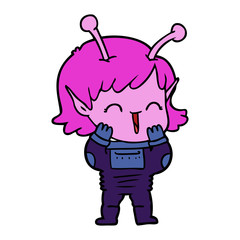 cartoon alien girl giggling