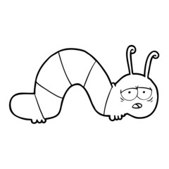 cartoon tired caterpillar