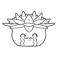 cartoon crying house plant