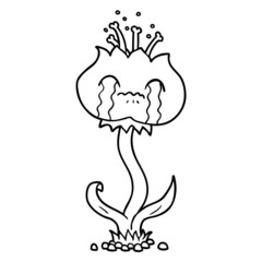 Obraz premium cartoon flower crying