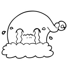 cartoon christmas santa hat crying