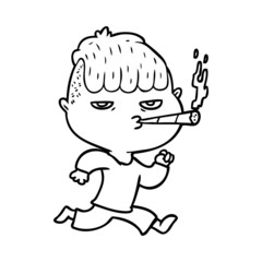 cartoon man smoking whilst running