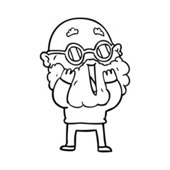 cartoon amazed man with beard