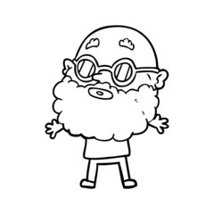 cartoon curious man with beard and sunglasses