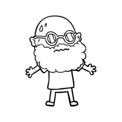 cartoon worried man with beard and sunglasses