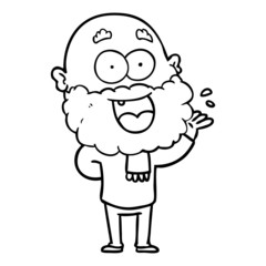 cartoon crazy happy man with beard amazed