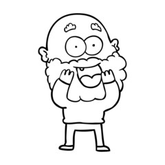 cartoon crazy happy man with beard gasping