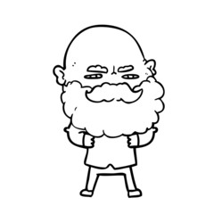 cartoon man with beard frowning