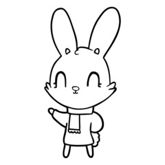 Fototapeta na wymiar cute cartoon rabbit wearing clothes