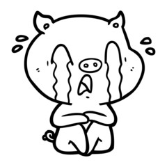 crying pig cartoon