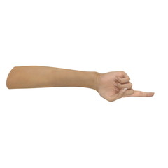 Female Hand finger point on white. 3D illustration