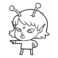 pretty cartoon alien girl