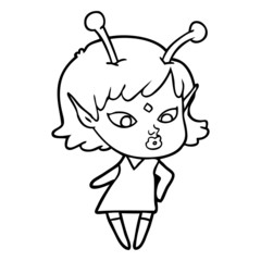 pretty cartoon alien girl