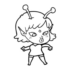 pretty cartoon alien girl