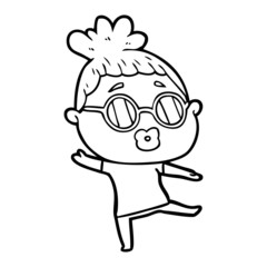 Fototapeta premium cartoon woman dancing wearing spectacles