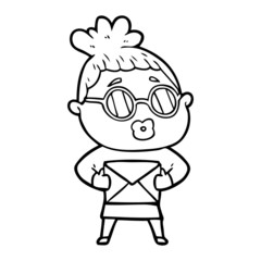 cartoon woman wearing sunglasses