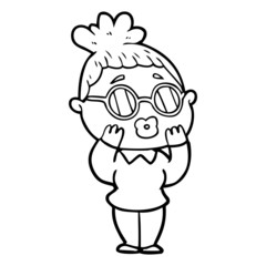 cartoon woman wearing spectacles