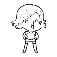 cartoon happy woman