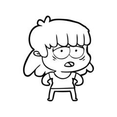 cartoon tired woman