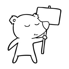 happy cartoon polar bear with sign