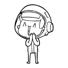 happy cartoon astronaut