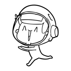 happy cartoon astronaut running