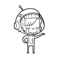 cartoon crying astronaut girl