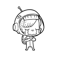 cartoon crying astronaut girl