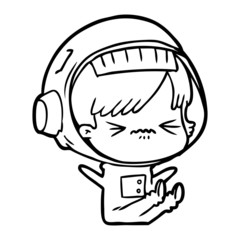 cartoon space girl throwing a tantrum