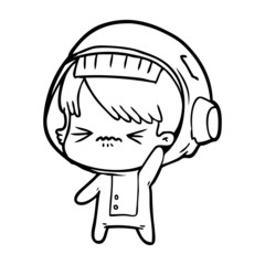 angry cartoon space girl waving