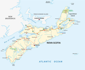 Obraz premium Nova Scotia road map, Canada