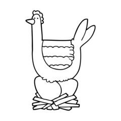 cartoon chicken sitting on eggs in nest