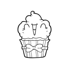happy cartoon cupcake