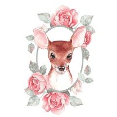 Obraz Jelonek Bambi w kwiatach