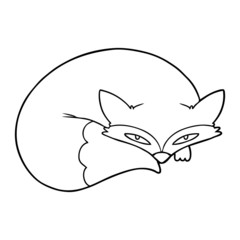 cartoon curled up fox