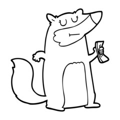 cartoon badger holding cash