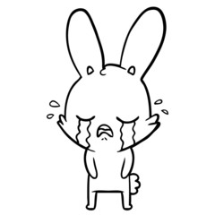 cute cartoon rabbit crying