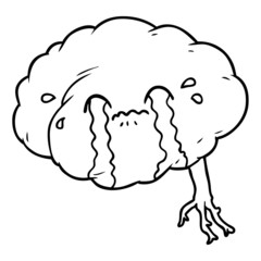cartoon brain with headache