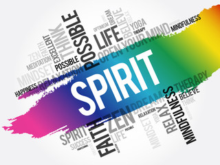 Spirit word cloud collage, concept background