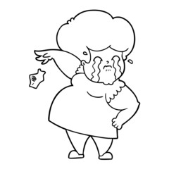 Fototapeta premium cartoon crying woman dropping handkerchief