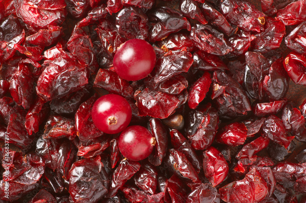 Poster Fresh and dried cranberries close-up