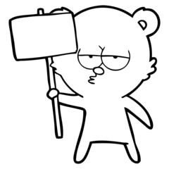 bored polar bear cartoon with sign 
