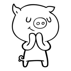 happy cartoon pig